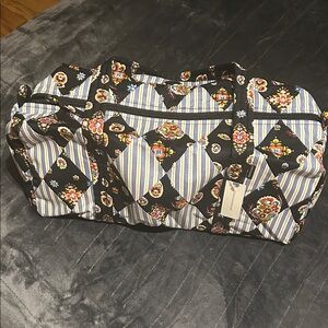 Anthropologie Black and White Patterned Travel Bag